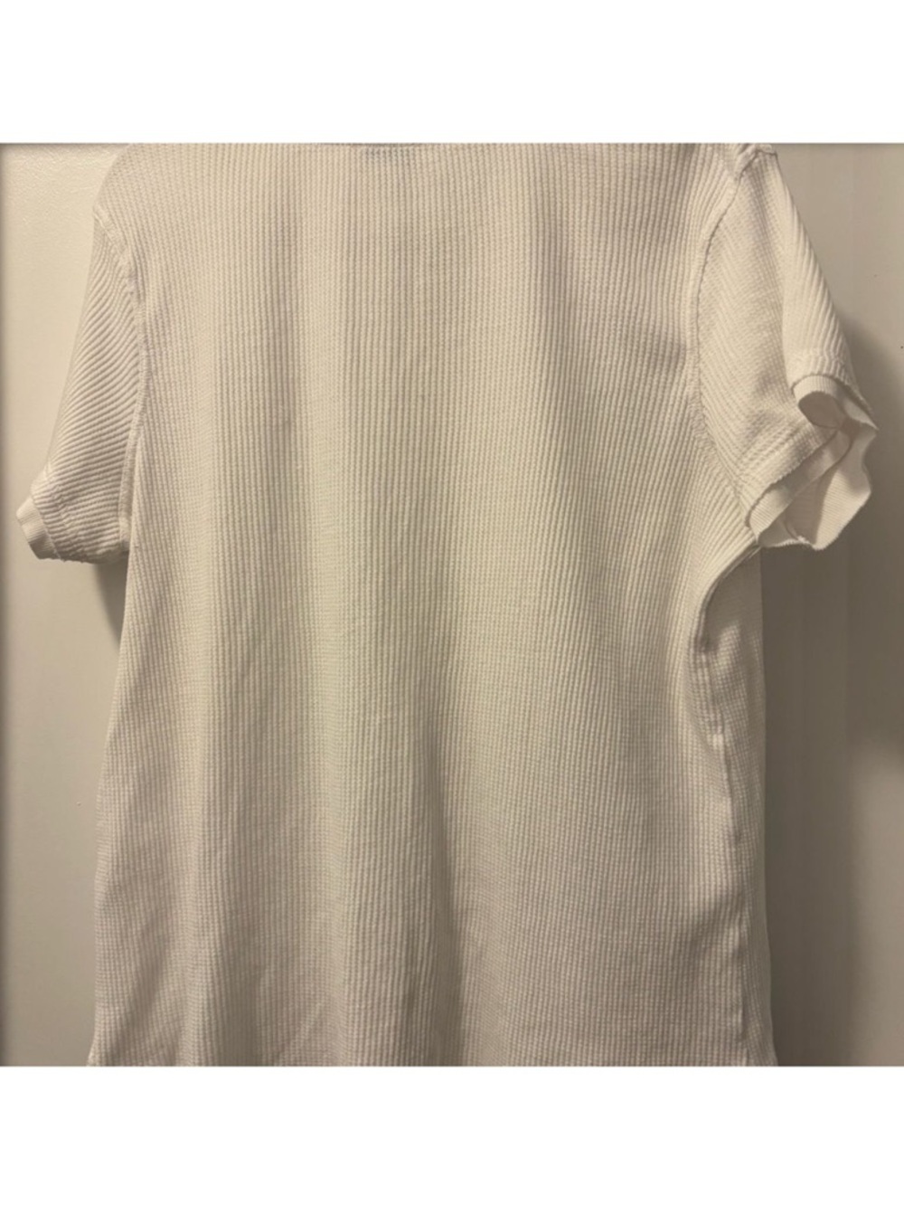 ⛱️Sundance - White Short Sleeve Waffle Knit Henley - XL - Picture 2 of 5
